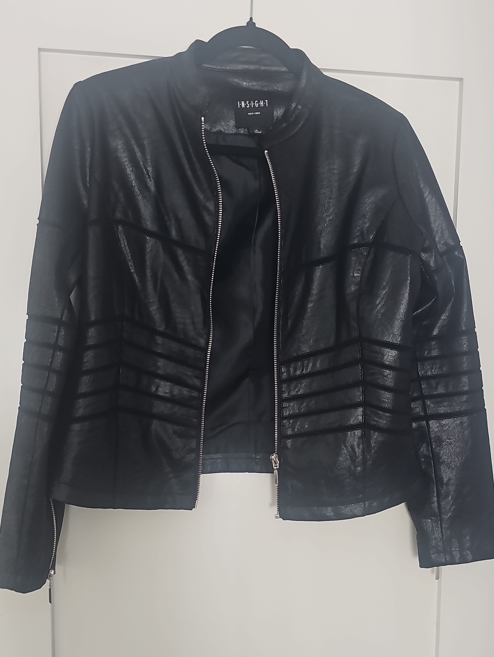Insight Black Faux Leather Zip-Up Jacket